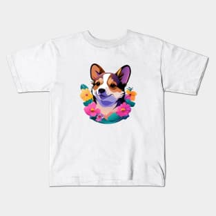 Dog With Flowers Kids T-Shirt